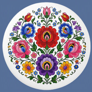 Hongaarse Kalocsa Folk Art Bloemen Keramische Knop