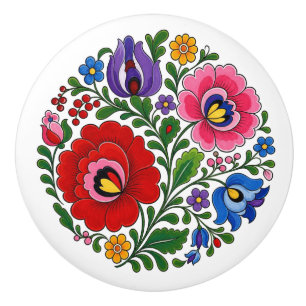 Hongaarse Kalocsa heldere bloemen folk keramische Knop