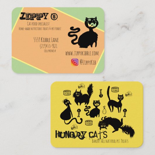 Hongaarse katten~ visitekaartjes (Voorkant / Achterkant)