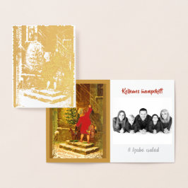 Hongaarse Kerst uit 1896 - goud Folie Kaarten