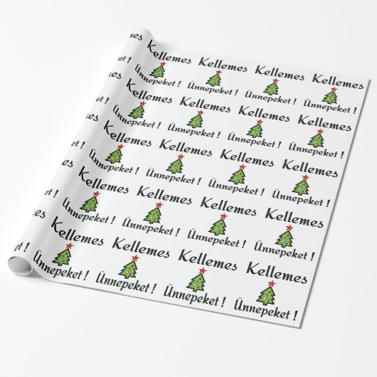 Hongaarse kerstbegroeten cadeaupapier (Uitgerold)
