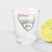 Hongaarse landcode Vlag hart, HUN Shot Glas (Achterkant)