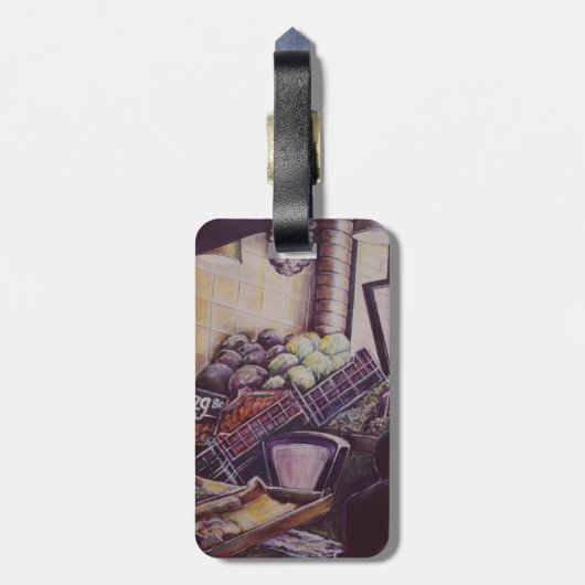 Hongaarse marktplaats, Bagagelabel Boedapest (Achterkant verticaal)