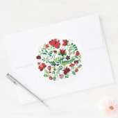 Hongaarse Matyo Folk Art Ronde Sticker (Envelop)