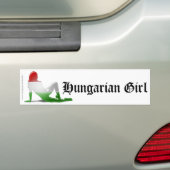 Hongaarse meisje Silhouette vlag Bumpersticker (Op auto)