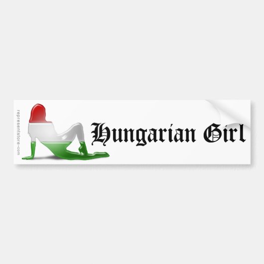 Hongaarse meisje Silhouette vlag Bumpersticker (Voorkant)