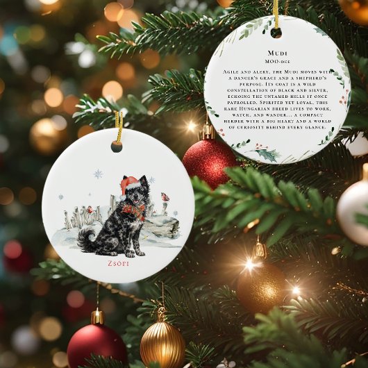 Hongaarse Mudi-hond watercolor monogram Keramisch Ornament