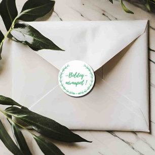 Hongaarse naamdag wenst typografie ronde sticker