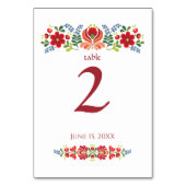Hongaarse ontwerp rode bloemen tabelnummer Kaart (Achterkant)