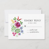 Hongaarse ontwerp-rode piepers RSVP-kaart RSVP Kaartje (Voorkant)