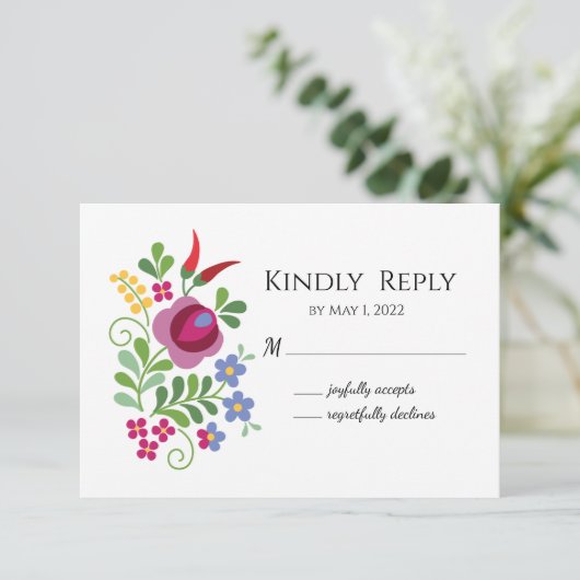 Hongaarse ontwerp-rode piepers RSVP-kaart RSVP Kaartje (Staand voorkant)