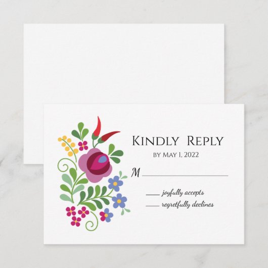 Hongaarse ontwerp-rode piepers RSVP-kaart RSVP Kaartje (Voorkant / Achterkant)