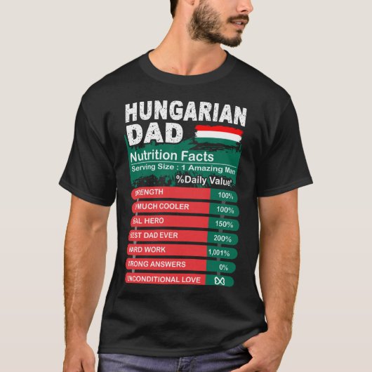 Hongaarse papa Nutrition Facts Serving Size Tshirt (Voorkant)