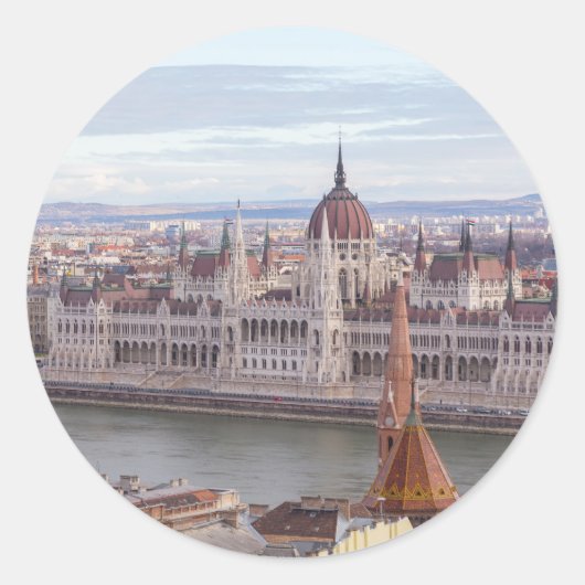 Hongaarse parlement Boedapest overdag Ronde Sticker (Voorkant)