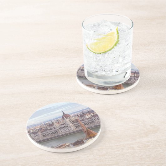 Hongaarse parlement Boedapest overdag Zandsteen Onderzetter (Zijkant)