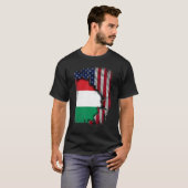 Hongaarse ROOTS HalfAmerikaanse vlag Hu T-shirt (Voorkant volledig)