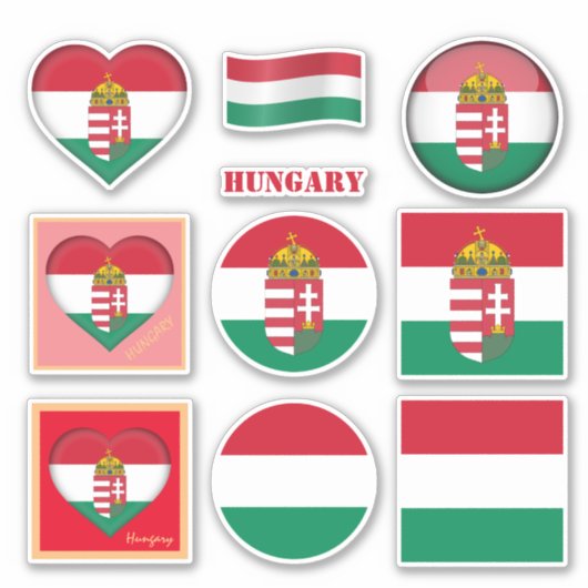 Hongaarse stickers en Hongaarse vlag, hart/sport (Voorkant)