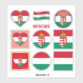 Hongaarse stickers en Hongaarse vlag, hart/sport (Vel)