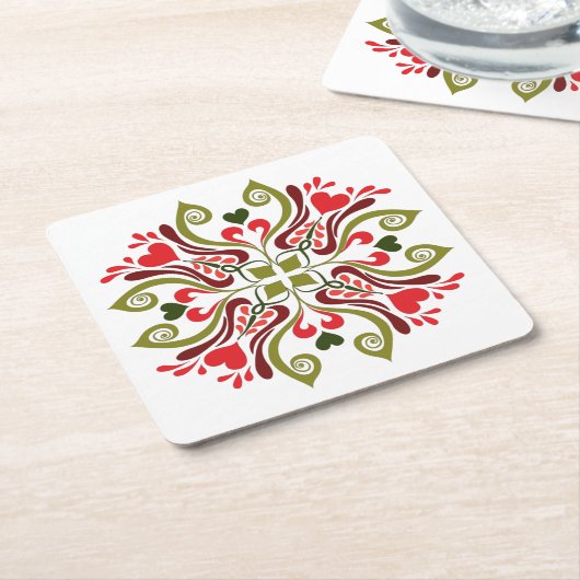 Hongaarse Tulip Floral Motif Kartonnen Onderzetters (Schuin)