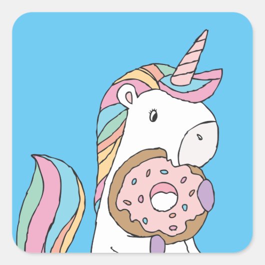 Hongaarse Unicorns Colorful Unicorn Art Cute Art Vierkante Sticker (Voorkant)
