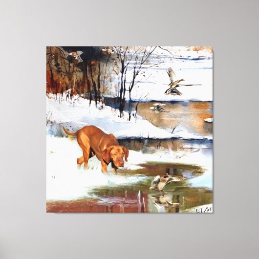 Hongaarse vanissla, jachteenden in de winter canvas afdruk (Voorkant)