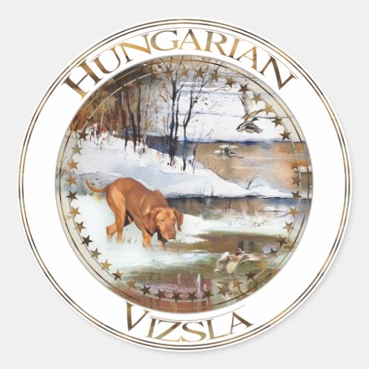 Hongaarse vanissla, jachteenden in de winter ronde sticker (Voorkant)