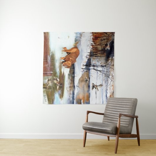 Hongaarse vanissla, jachteenden in de winter wandkleed (In Situ (horizontaal))