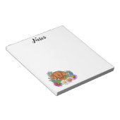 Hongaarse villa met kleurrijke bloemen en tekst notitieblok (Schuin)