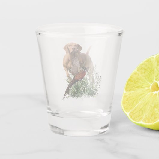 Hongaarse Vizsla Art Shot Glas (Achterkant)