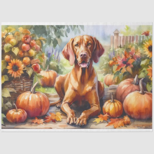 Hongaarse Vizsla Autumn Leaves Decoupage Tissuepapier (Voorkant)
