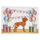 Hongaarse Vizsla Cartoon Hond Kleurrijke Verjaarda Groot Cadeauzakje (Achterkant)