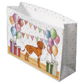 Hongaarse Vizsla Cartoon Hond Kleurrijke Verjaarda Groot Cadeauzakje (Achterkant Gekanteld)