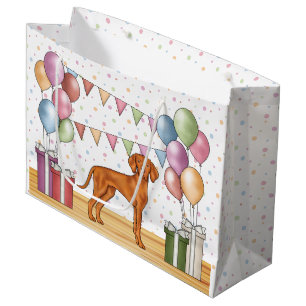 Hongaarse Vizsla Cartoon Hond Kleurrijke Verjaarda Groot Cadeauzakje