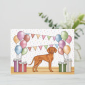 Hongaarse Vizsla Cartoon Hond Kleurrijke Verjaarda Kaart (Staand voorkant)