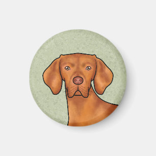 Hongaarse Vizsla Cartoon Pointer Hondenkop Groen Magneet