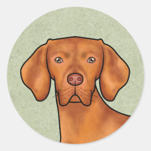 Hongaarse Vizsla Cartoon Pointer Hondenkop Groen Ronde Sticker
