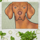 Hongaarse Vizsla Cartoon Pointer Hondenkop Groen Theedoek (Gevouwen)