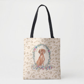 Hongaarse Vizsla Dog Paw Print & Dog Bone Cute Tote Bag