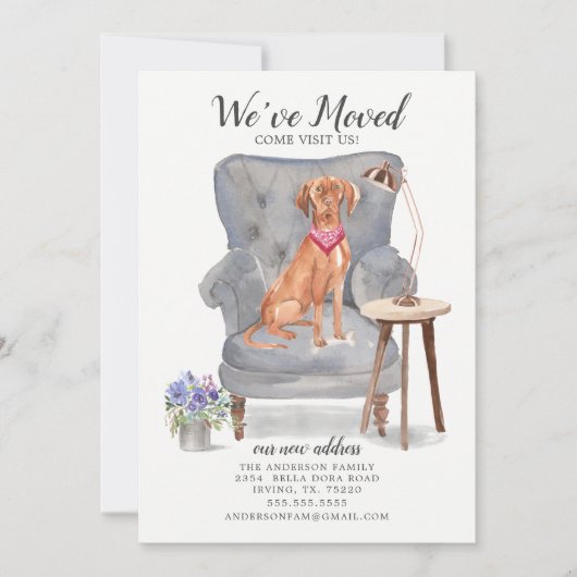 Hongaarse Vizsla Dog | Verplaatsingsaankondiging Aankondiging (Voorkant)