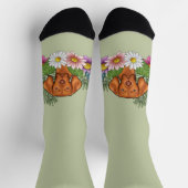 Hongaarse Vizsla en kleurrijke zomerbloemen groen Sokken (Top)
