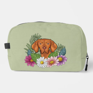 Hongaarse Vizsla En Kleurrijke Zomerbloemen Groen Toilettasje