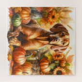 Hongaarse Vizsla Herfst Waterverf Legpuzzel (Horizontaal)