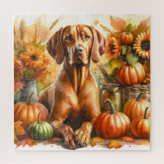 Hongaarse Vizsla Herfst Waterverf Legpuzzel (Verticaal)