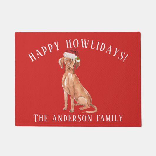 Hongaarse Vizsla Hond Kerstmis Deurmat (Voorkant)