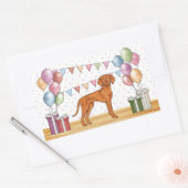 Hongaarse Vizsla Hond met Pastel kleuren Verjaarda Rechthoekige Sticker (Envelop)