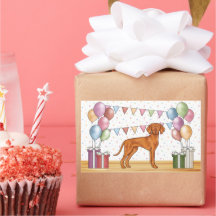 Hongaarse Vizsla-hond met pastelkleuren verjaardag