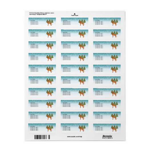 Hongaarse Vizsla Hond Sneeuwrijk Winterbos en teks Etiket (Full Sheet)