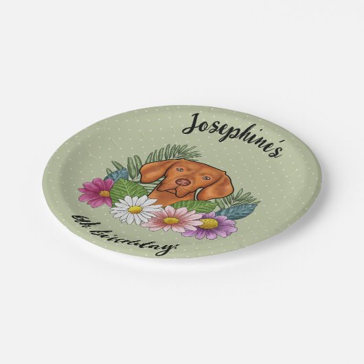 Hongaarse Vizsla Hond Zomer Bloemen Gelukkige Verj Papieren Bordje (Gekanteld)