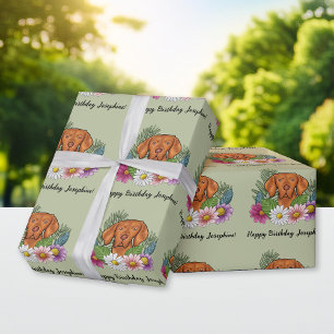 Hongaarse Vizsla-hond Zomer Bloemige Gelukkige Ver Cadeaupapier