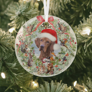 Hongaarse Vizsla kerstkrans Glas Ornament